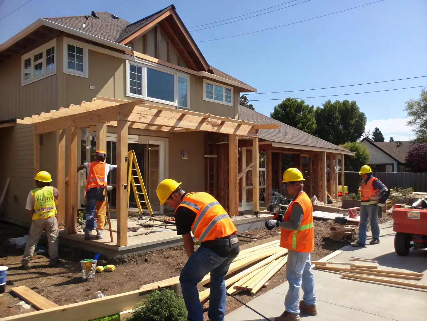 A professional photograph showcasing a diverse team of construction workers on a building site in the Maldives, symbolizing Expoline's recruitment expertise in the construction sector.